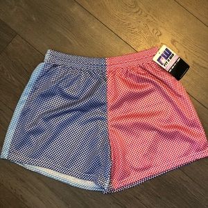 Colorblock white hole mesh shorts